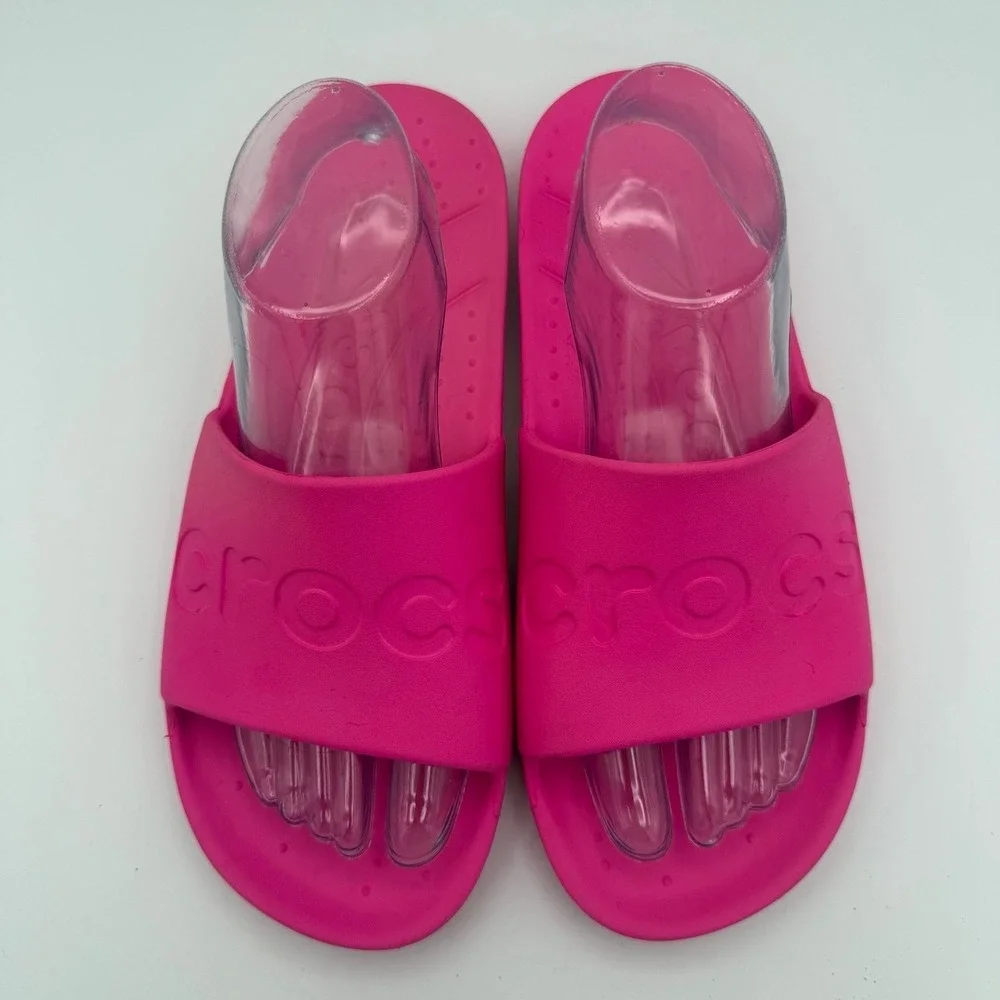 UNISEX Crocs Vibrant Pink Crush Slip-On Slide Sandals Size 8 Men's 10 Women's